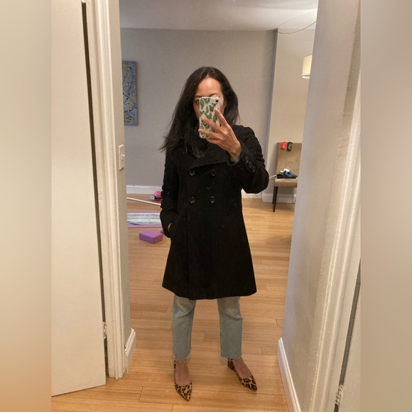 DKNY Black Wool Cashmere Double Breasted Coat with Hood - Picture 6 of 7